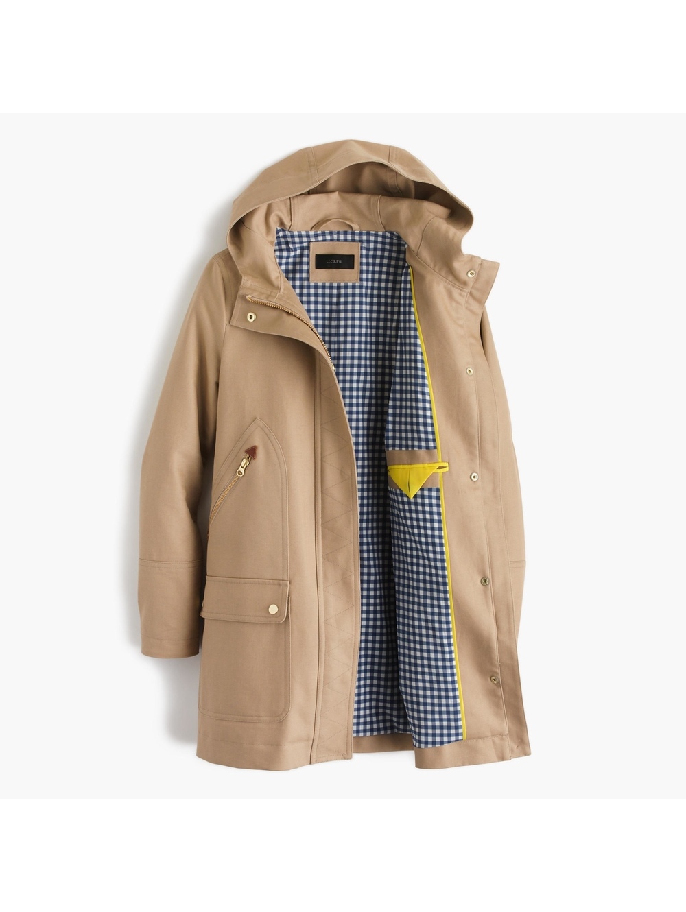 J.Crew Chateau Gingham-Lined Cotton Trench Coat & Cashmere Blend Knitted Gloves